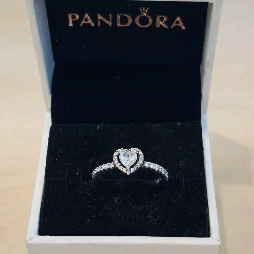 Pandora Silver Heart Ring with Sparkling Accents